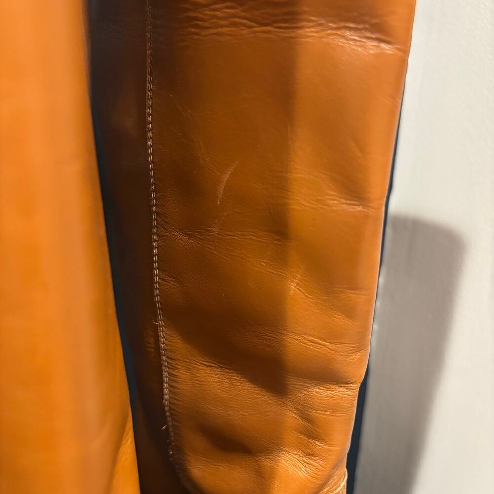 Zara Leather Knee High Block Heel Pull On Boots - Picture 10 of 15